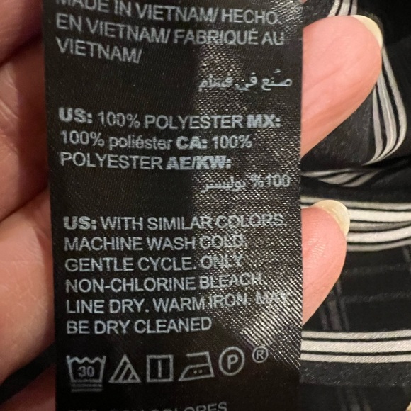 White House Black Market Black Sheer Shadow Stripe Button Down Shirt size 10 EUC - Picture 11 of 11